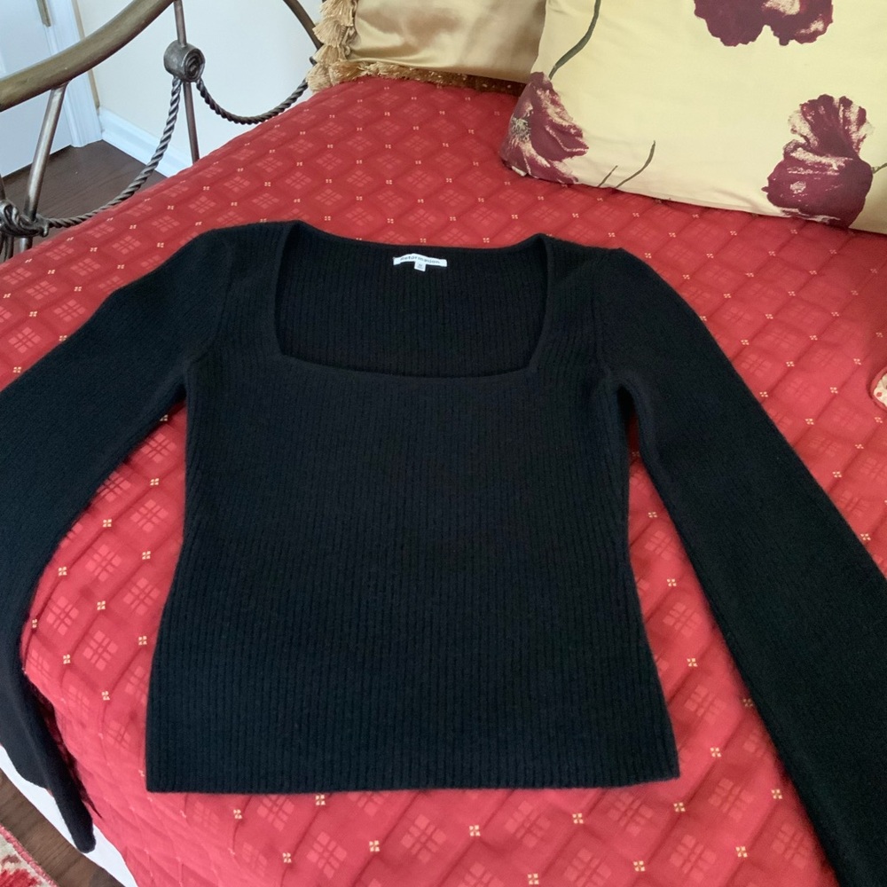 Reformation Black Ribbed Knit Sweater